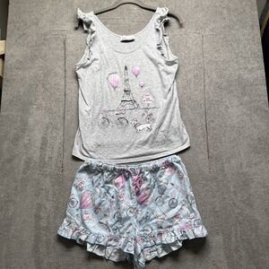 Peter Alexander Paris Eiffel Tower Pajama Set Tank & Shorts Women's Small Cotton